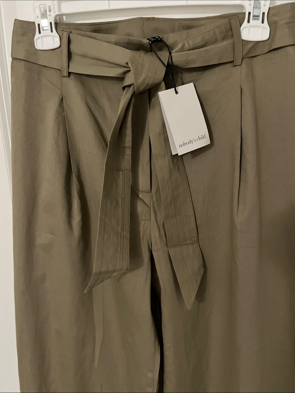 Nobody’s Child Khaki Tie-Waist Wide Leg Pants US6